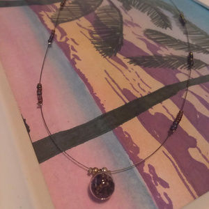 Flower Petal Orb Rainbow Floating Necklace